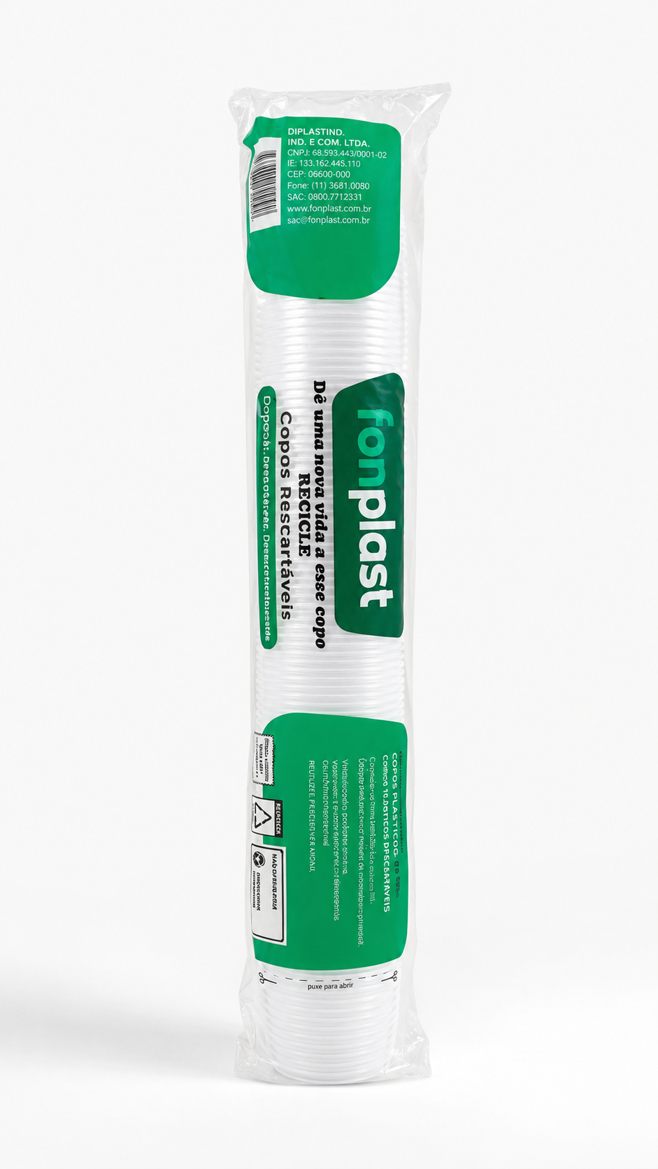 Copo Plástico Descartável Fonplast Branco – 300ml