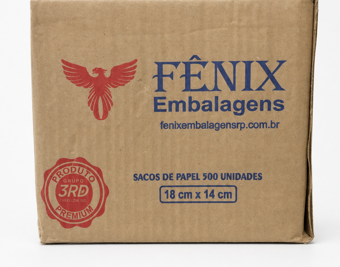 Saco de Papel Fênix – 18 × 14 cm | Caixa com 500 unidades